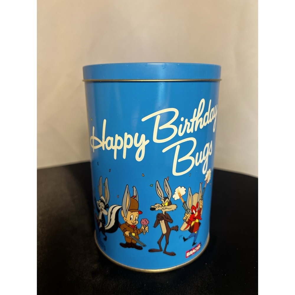 Vintage 1989 Brach's "Happy Birthday Bugs" jelly bean tin